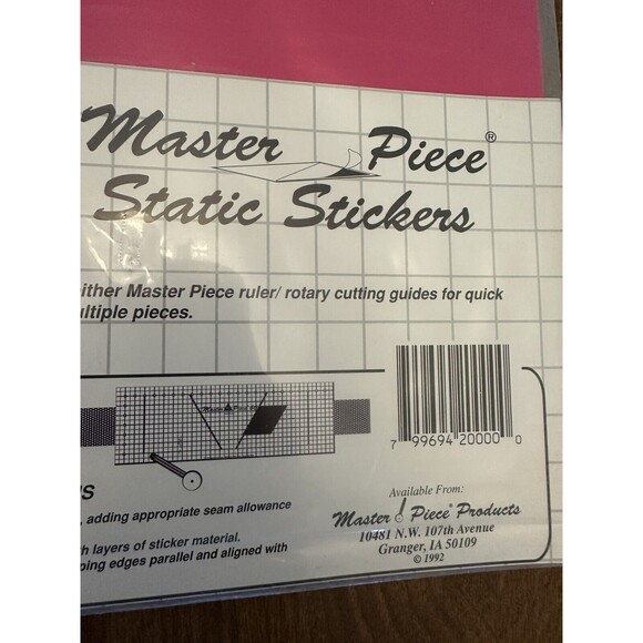 Master Piece Static Stickers For Sewing With Masterpiece Ruler Rotary Guide Pink - Picture 3 of 6
